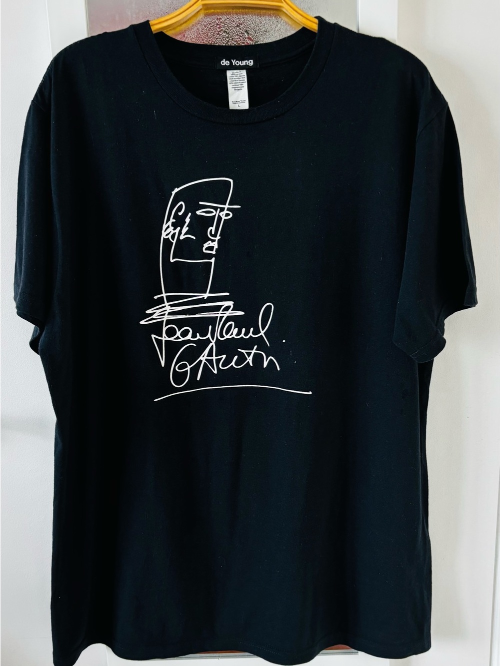 Jean Paul Gaultier Black T-Shirt with White Sketch Graphic